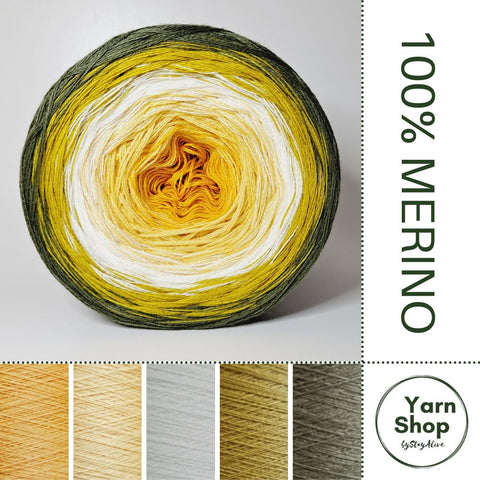 Pure Merino Ombre Yarn Cake 51-61-43-63-19, Extrafine Superwash