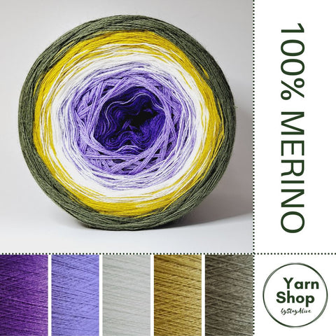 LIMITED EDITION Pure Merino Ombre Yarn Cake 60-50-43-63-19, Extrafine Superwash