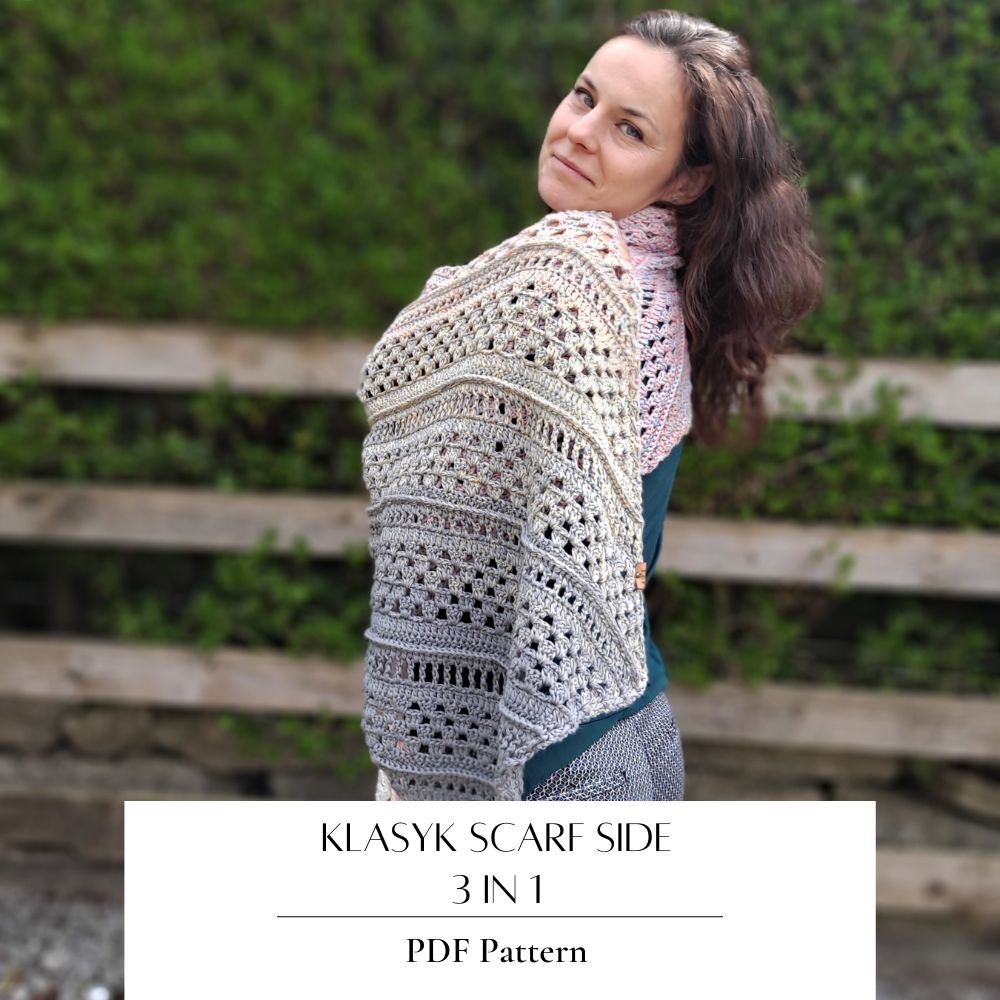 Crochet Pattern Klasyk Scarf Side 3in1