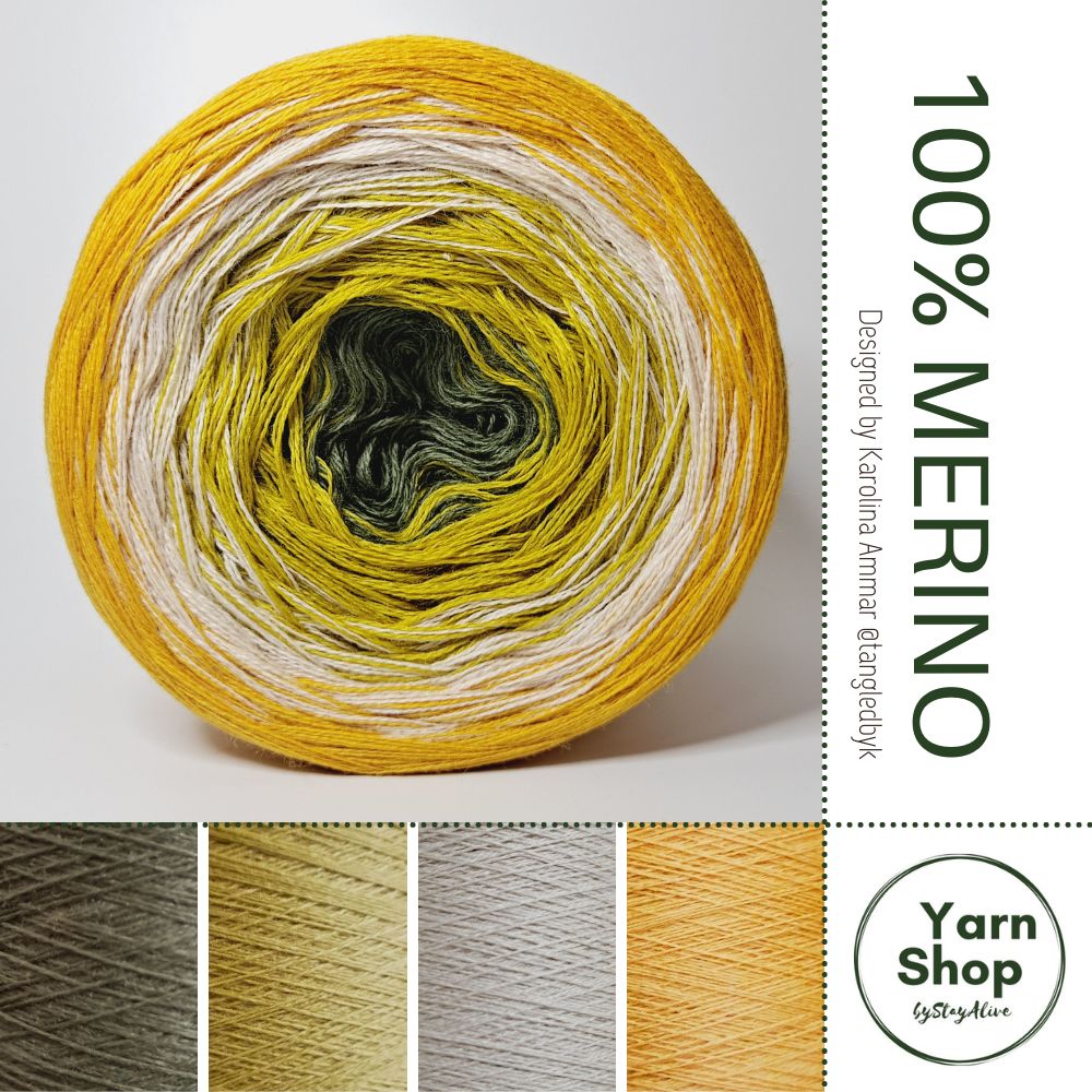 Pure Merino Ombre Yarn Cake 19-63-41-51, Extrafine Superwash