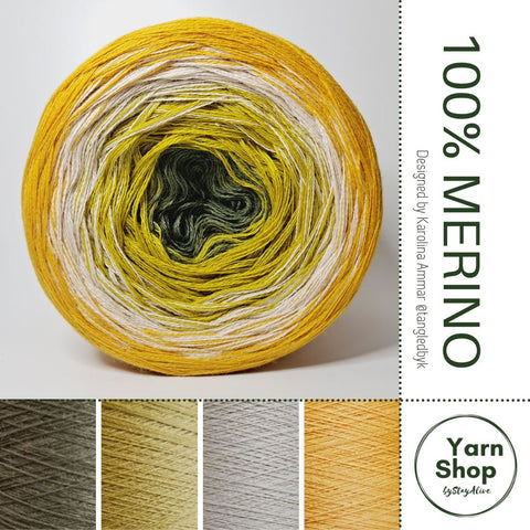 Pure Merino Ombre Yarn Cake 19-63-41-51, Extrafine Superwash