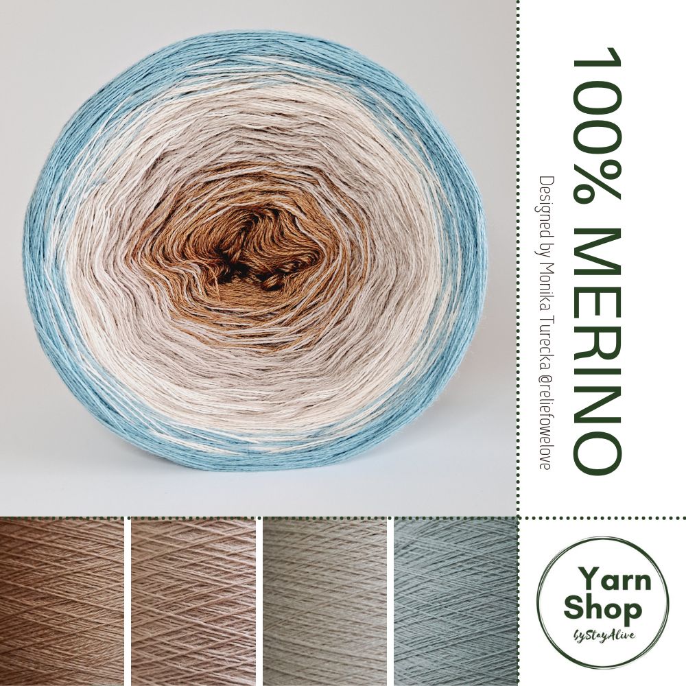 Pure Merino Ombre Yarn Cake 26-56-41-58, Extrafine Superwash