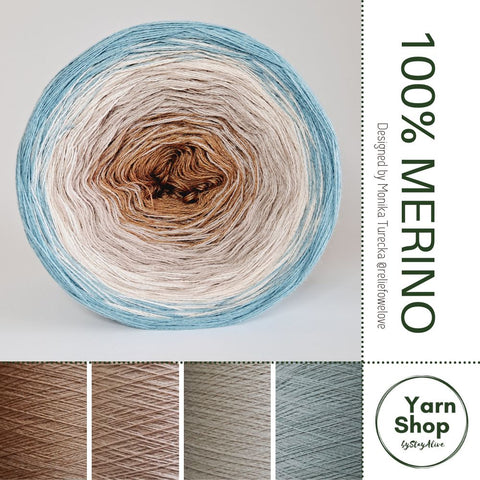 Pure Merino Ombre Yarn Cake 26-56-41-58, Extrafine Superwash