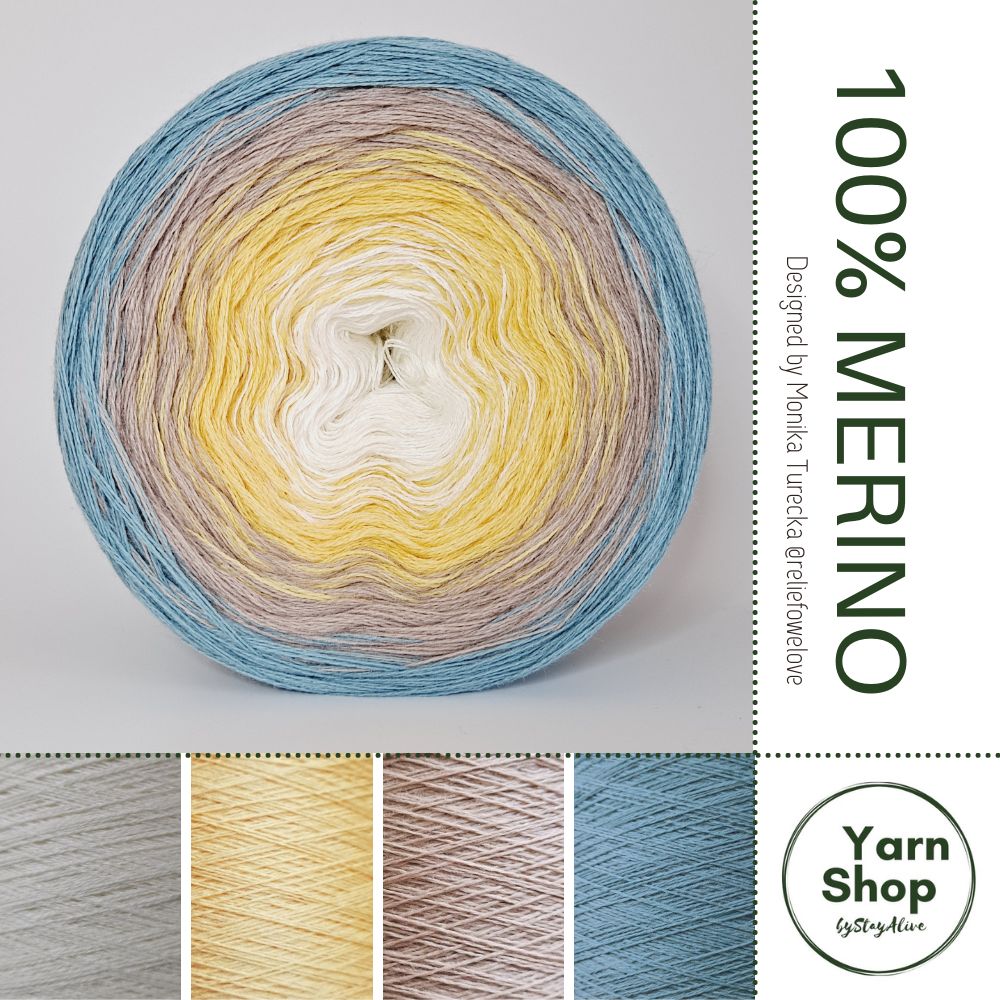 Pure Merino Ombre Yarn Cake 27-61-56-58, Extrafine Superwash