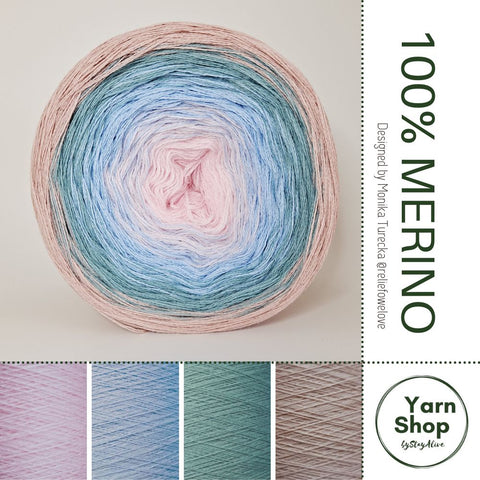 Pure Merino Ombre Yarn Cake 54-29-58-66, Extrafine Superwash