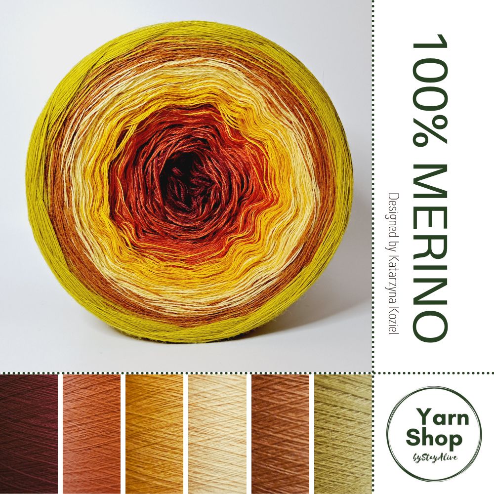 Pure Merino Ombre Yarn Cake 1-48-51-61-57-63, Extrafine Superwash