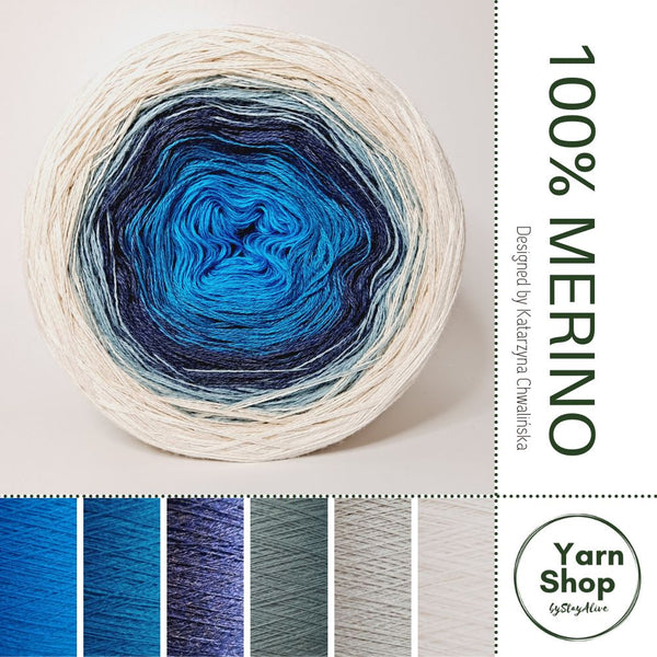 Pure Merino Ombre Yarn Cake 14-65-67-58-41-52, Extrafine Superwash