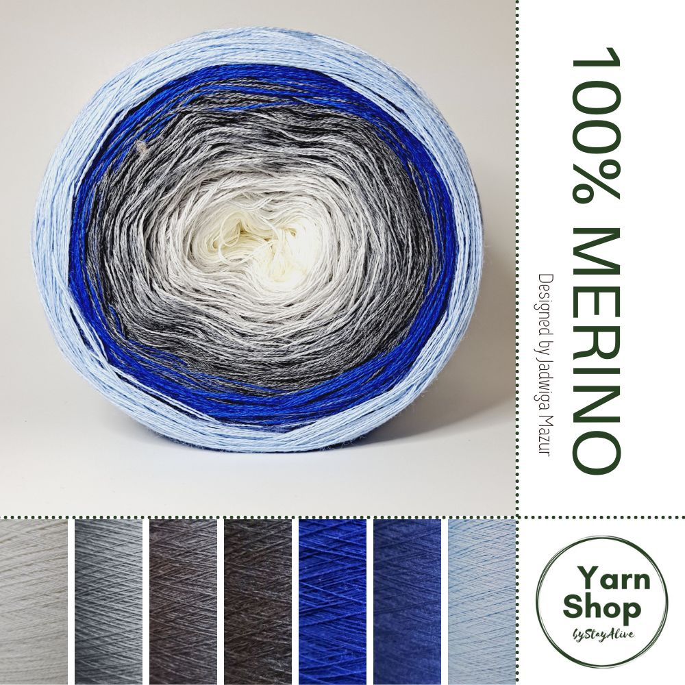 Limited Edition Pure Merino Ombre Yarn Cake 27-5-6-55-39-70-29
