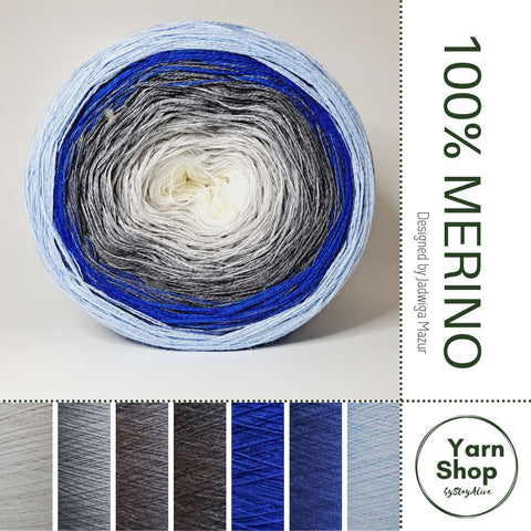 Limited Edition Pure Merino Ombre Yarn Cake 27-5-6-55-39-70-29